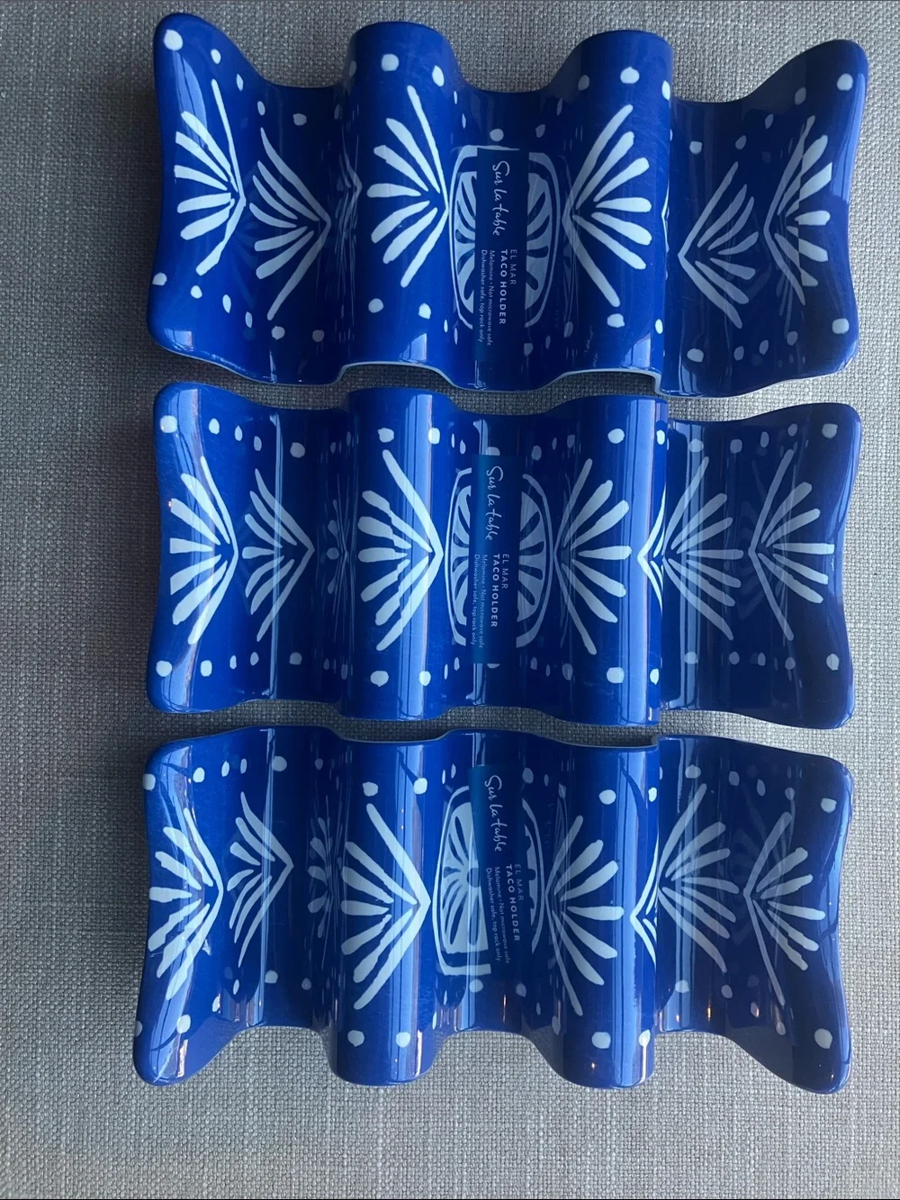 SUR LA TABLE El Mar Outdoor Melamine Taco Holder Blue Mediterranean Vibe NWT